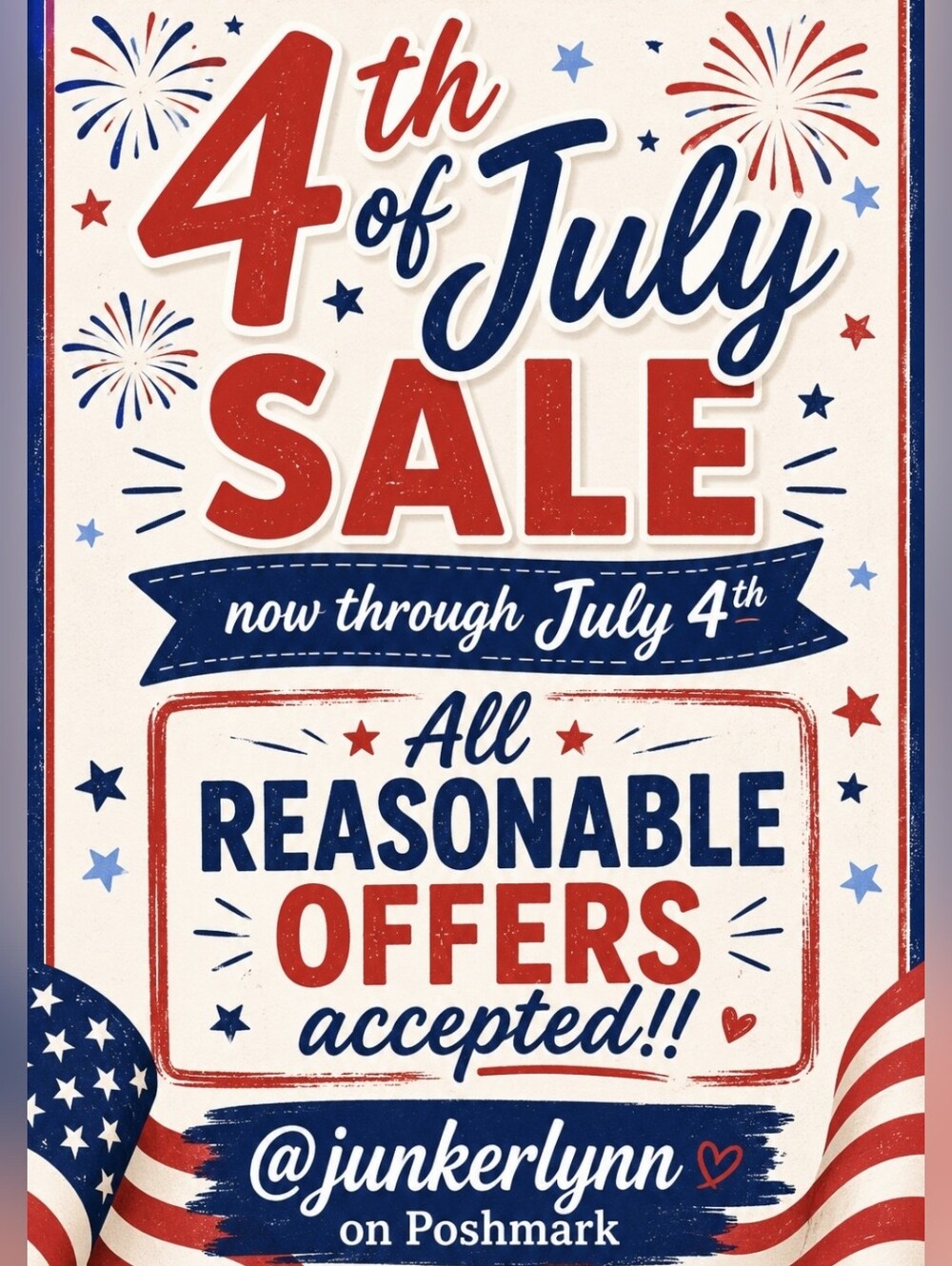 4th of July SALE - All Reasonable Offers Will Be Accepted!!!  Please Share!